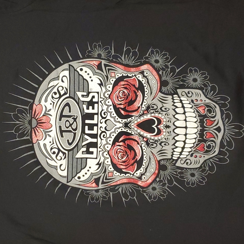 J&P Cycles ladies Sugar Skull tee shirt sz Medium